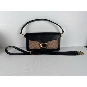 COACH Tabby 26 Shoulder Bag & Cross Body Signature Canvas Tan Black/Gold